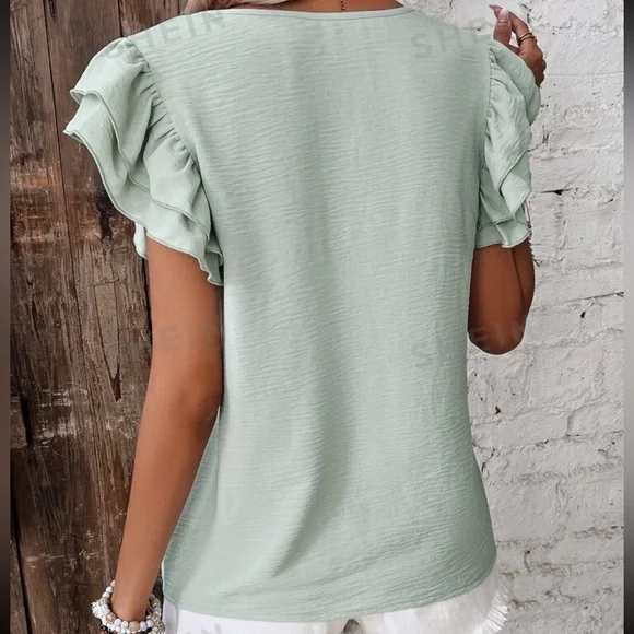 SHEIN Frenchy Solid Butterfly Sleeve Blouse - Picture 2 of 5